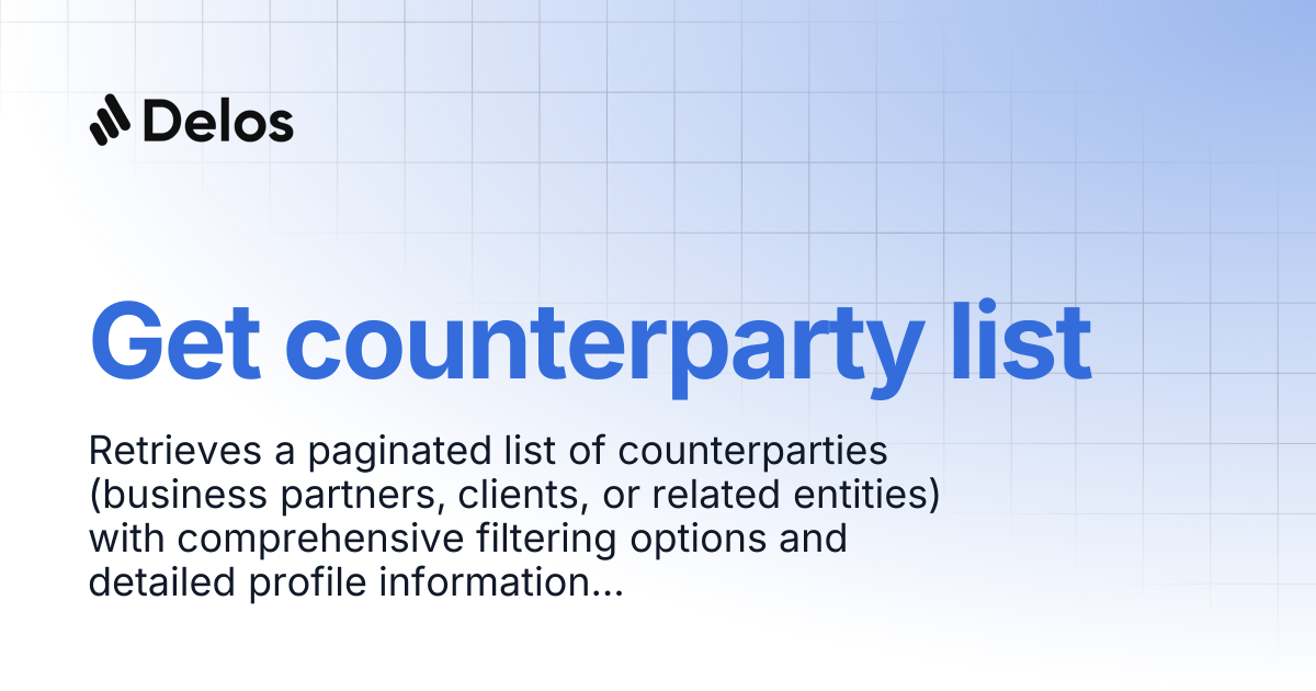 Get counterparty list | Delos